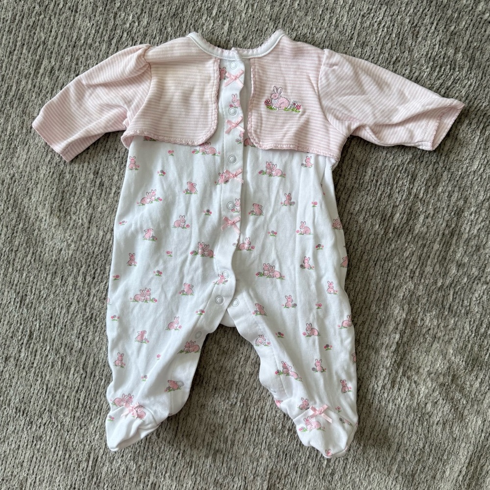 Little Me Pink Bunny‎ Footed Sleeper with Bolero Newborn Easter Spring Outfit